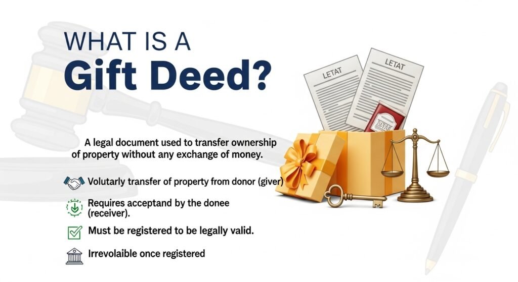 What is gift deed? Learn meaning, format, registration process, legal benefits & FAQs. Complete guide by Draft My Documents.