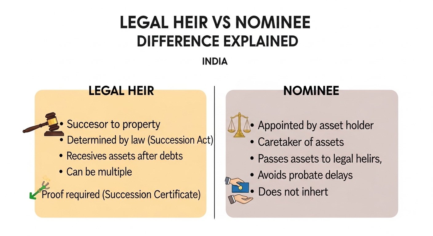 Legal Heir vs Nominee Difference India Explained